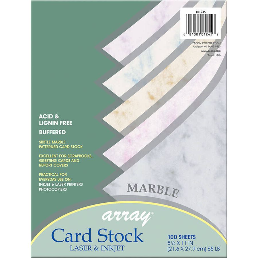 PAPER: Marble Card Stock, Asst, 8 1/2 x 11, 100 sht/pk