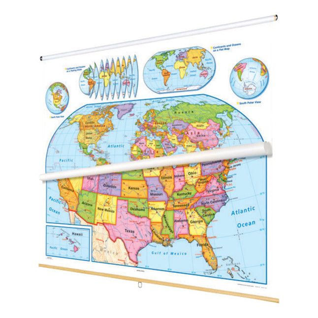 Nystrom Readiness United States and World Combo Map Set, 65 x 53 Inches
