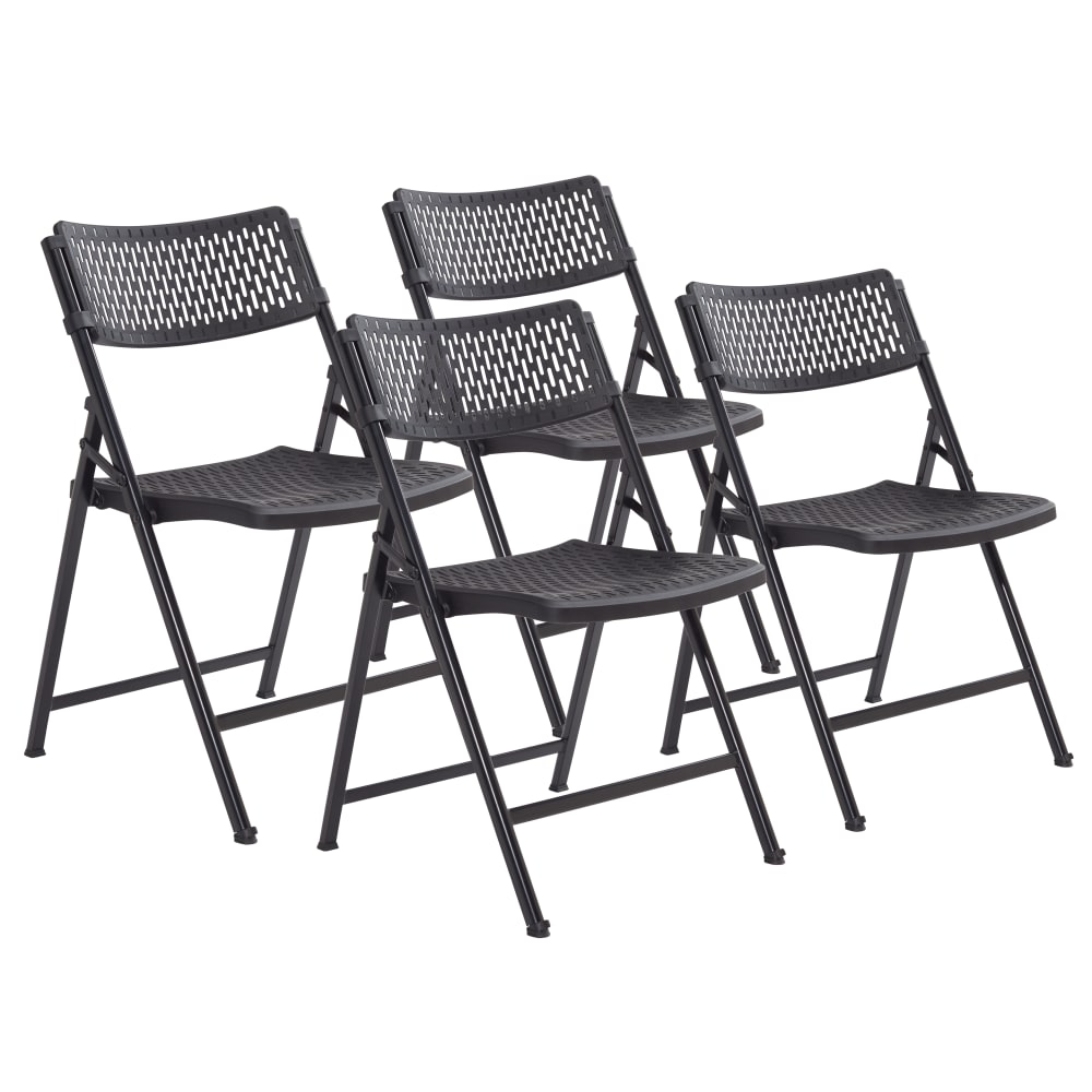 AirFlex Series Premium Polypropylene Folding Chair, Black (Pack of 4)