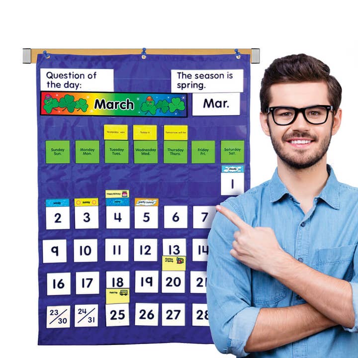 POCKET CHART: Calendar and Weather, approx 30" x 40"