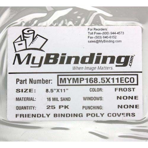 16mil Frost Poly 8.75" X 11.25" Eco Friendly Binding Covers - 25pk- Unpunched