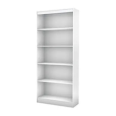 South Shore Axess 68 3/4"H 5-Shelf Contemporary Bookcase, White/Light Finish