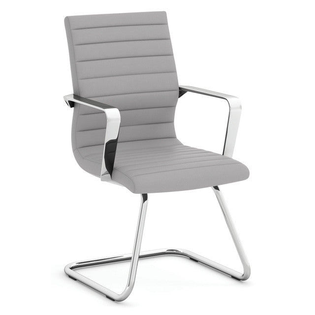 Tre Collection Executive Guest Sled Base Chair with Chrome Frame - Gray