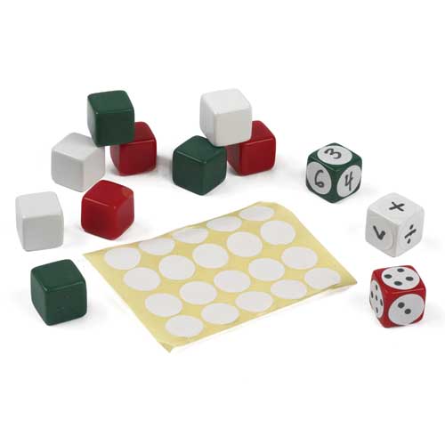 DICE: Blank, w/ Labels, 12/st