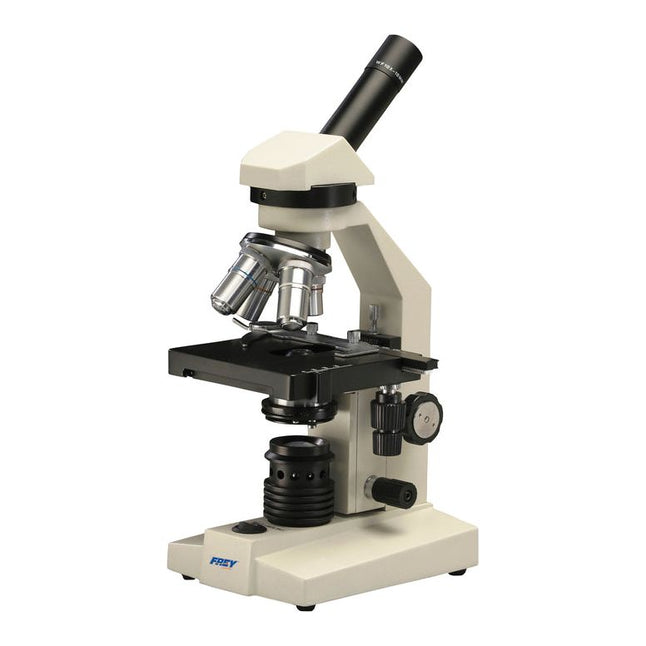 Frey Scientific Student Microscope - Monocular Head - 4x, 10x, 40xR, 100xR Objectives - LED Illumination