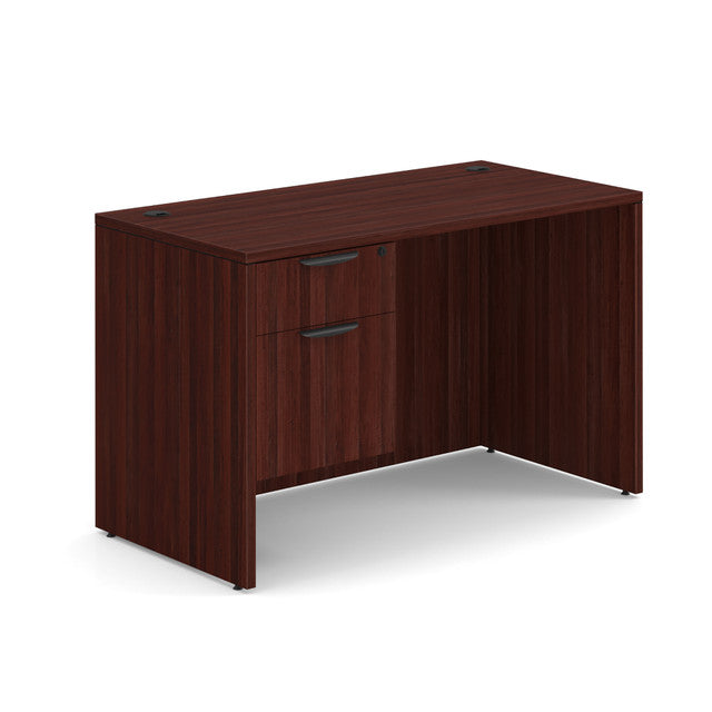 OfficeSource OS Laminate Collection Single 3/4 Pedestal Desk - 48" x 24" - Mahogany