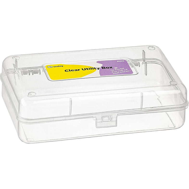 Plastic Pencil Box with Snap Closure Lids- Clear