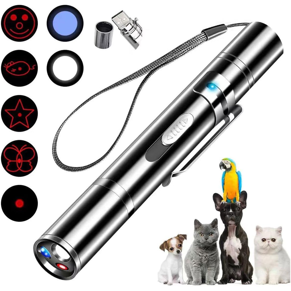 Danigh-buy Cat Pointer Toy,Dog Laser Pointer,7 Adjustable Patterns Laser  3 Modes