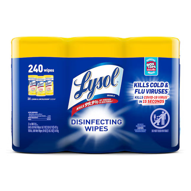 CLEANER: Wipe, disinfecting, 3 cans totaling 240 wipes