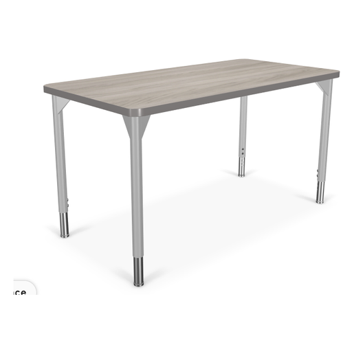Hierarchy Activity Table 4824 (Rectangle) – Standard Platinum legs - Grey Elm Tabletop - Cool Gray Band