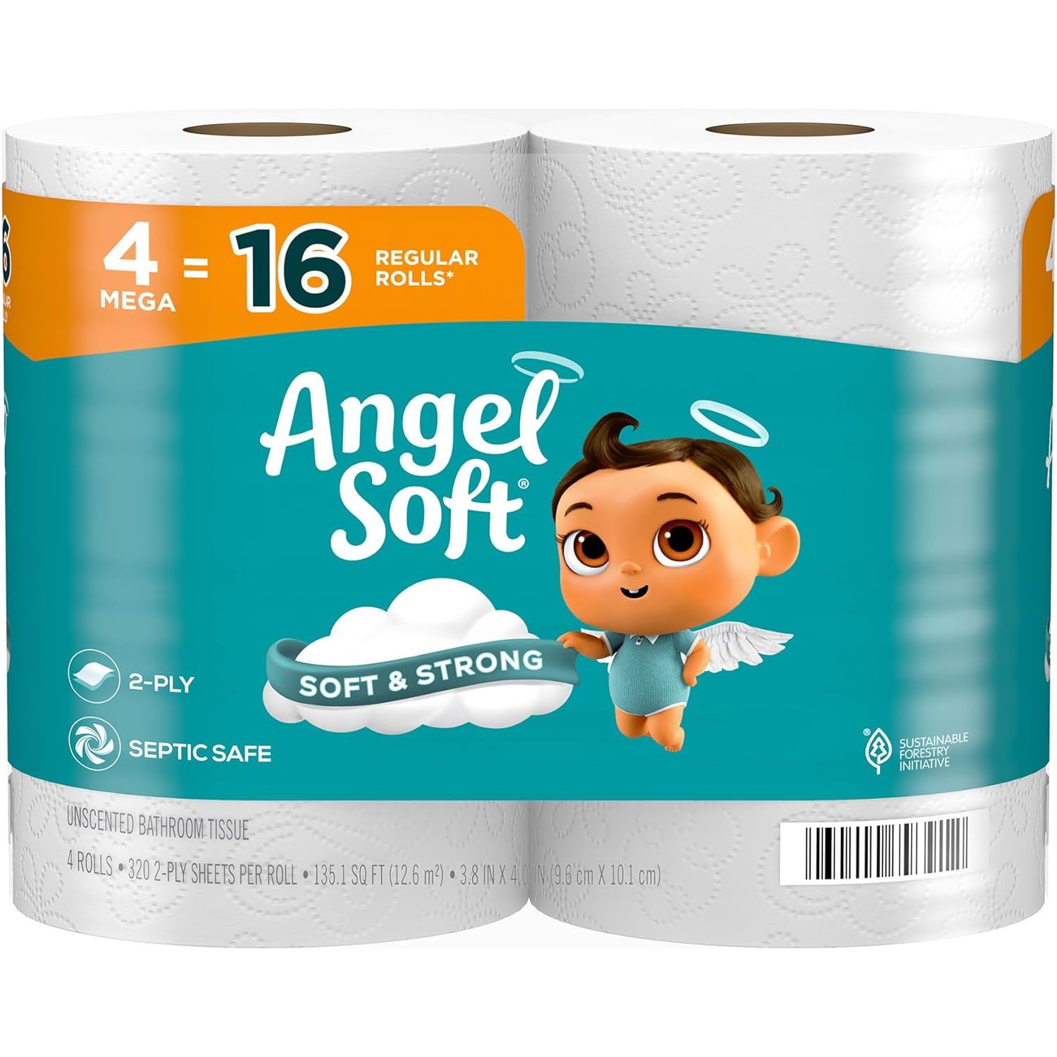 TOILET PAPER: Angel Soft, 4 roll pack (brand specific)