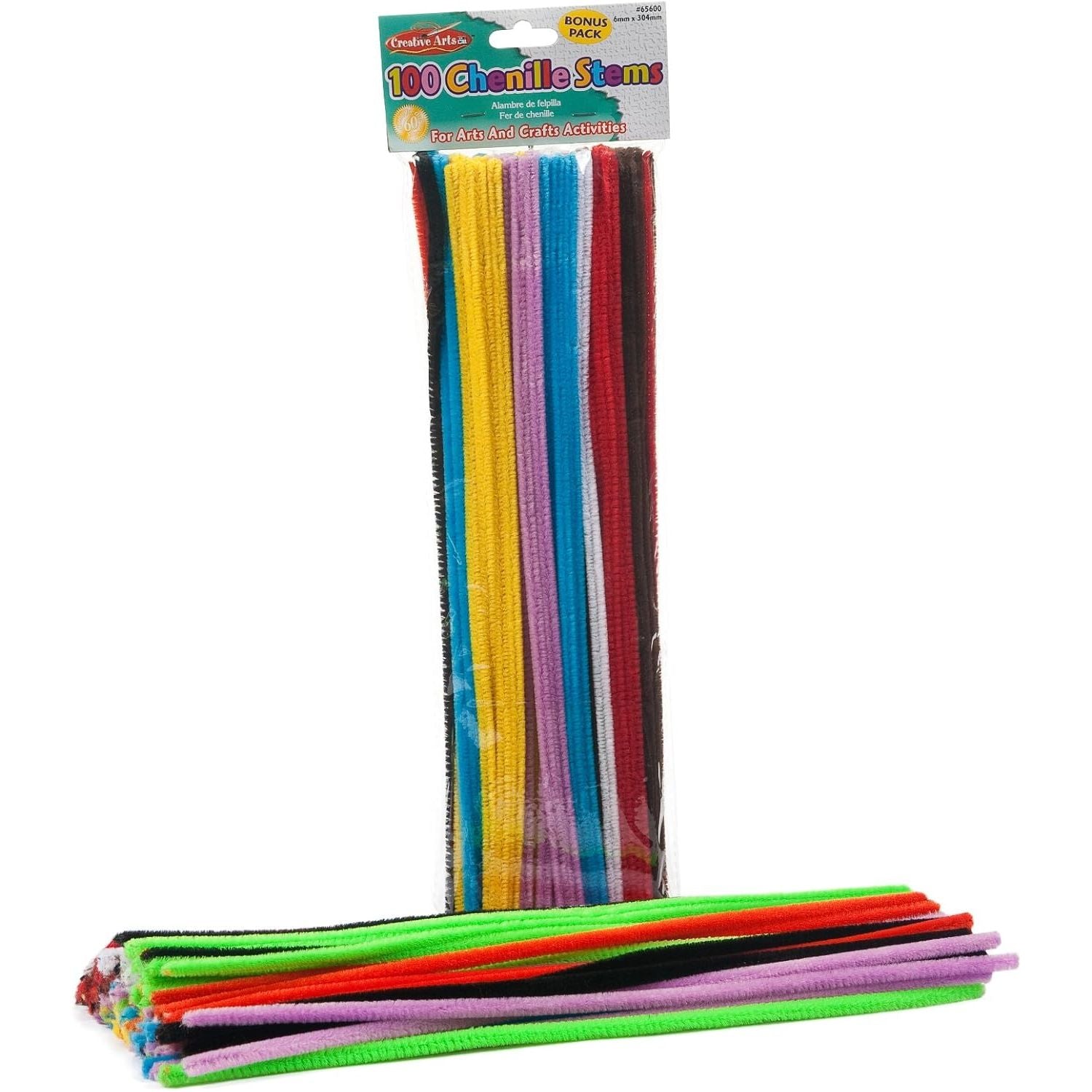 CHENILLE STEMS & PIPE CLEANERS: Asst, 12"x6mm, 100/pk