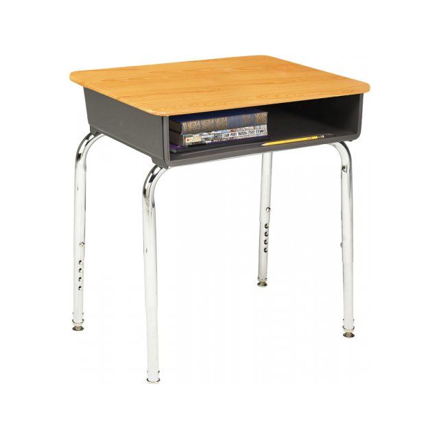 Adjustable Height Open Front School Desk - WoodStone Top - Beige Top