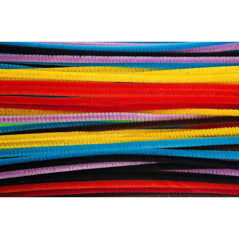 CHENILLE STEMS & PIPE CLEANERS: Asst, 6"x 4mm, 100/pk