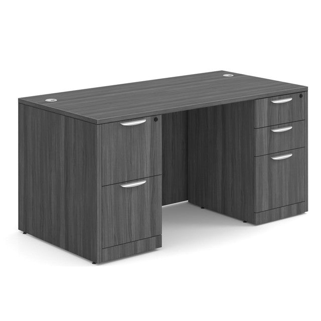 Double Full Pedestal Desk - 60'' x 30'' - Coastal Gray
