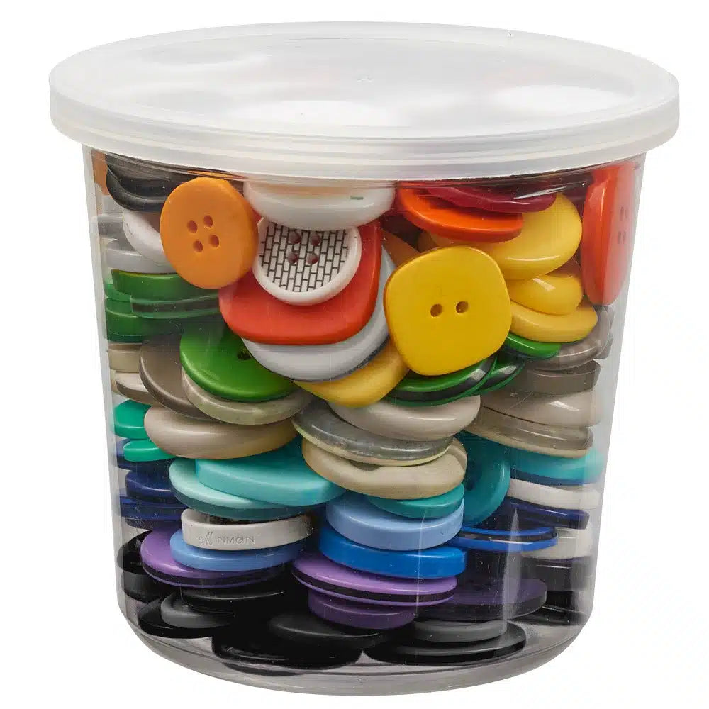 BUTTON: Plastic craft buttons, asst, approx 600/pk