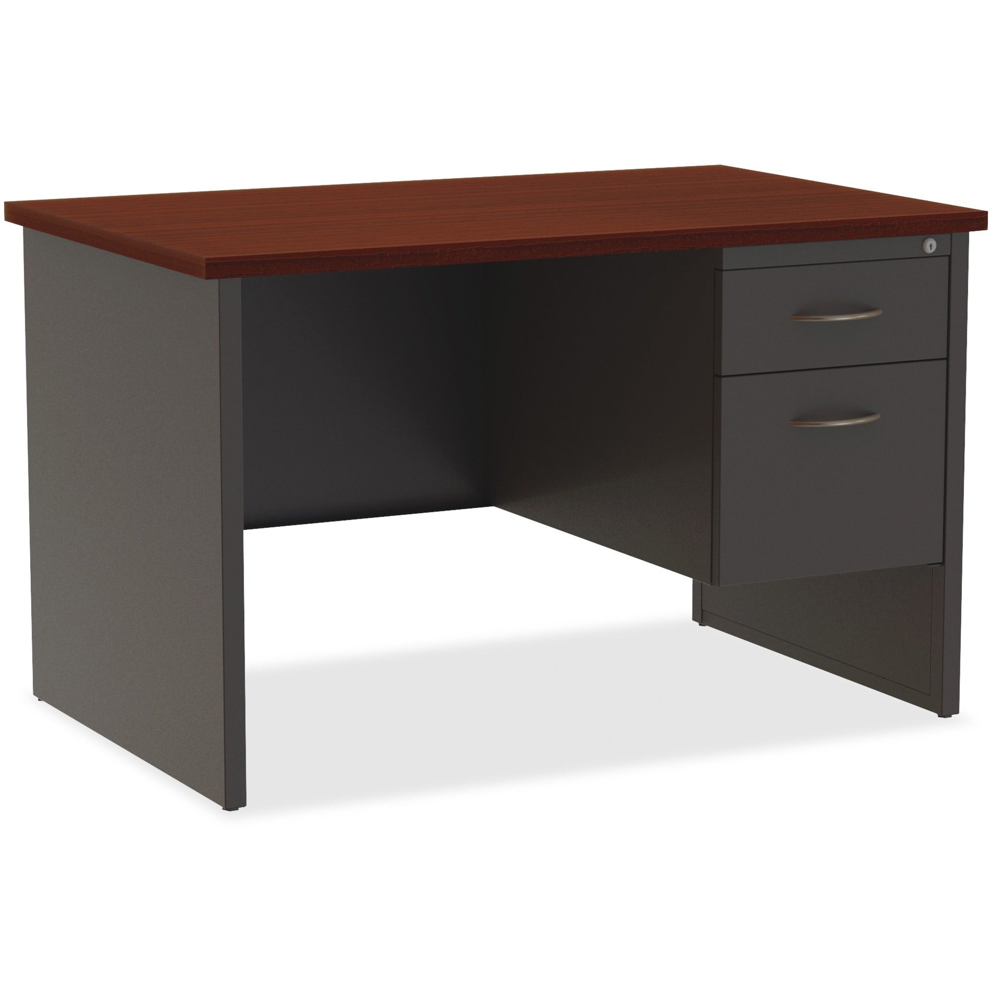 Mahogany Laminate/Charcoal Modular Desk Series Pedestal Desk - 2-Drawer