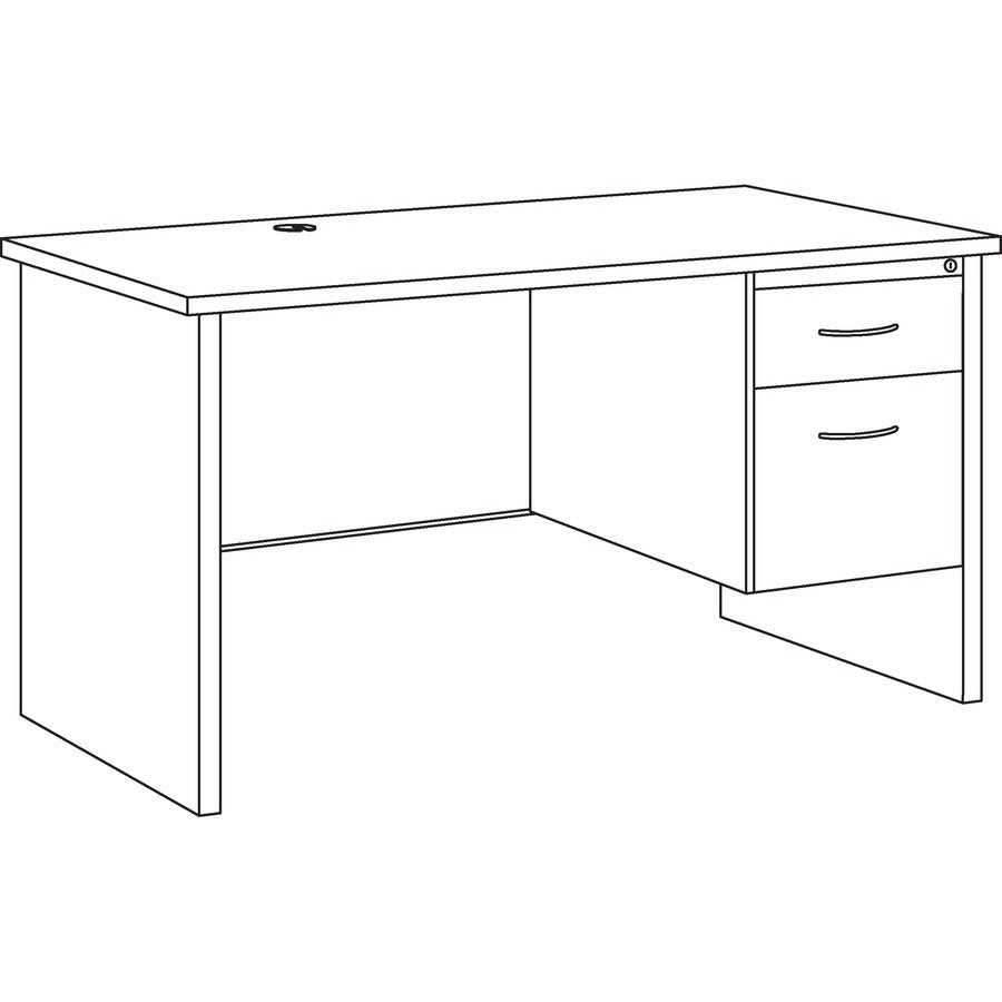 Walnut Laminate Commercial Steel Desk Series Pedestal Desk - 2-Drawer