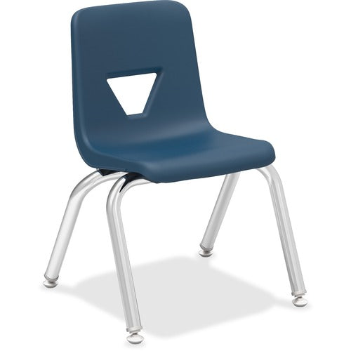Lorell 12" Seat-height Stacking Student Chairs - Navy - Carton of 4