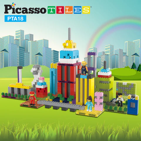 PicassoTiles 4 Piece City Builder Character Figure Set PTA18