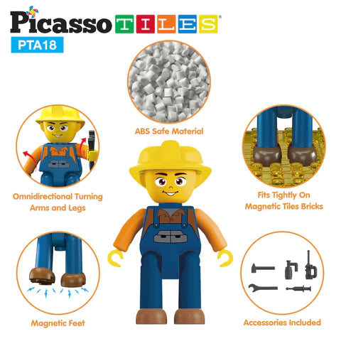 PicassoTiles 4 Piece City Builder Character Figure Set PTA18