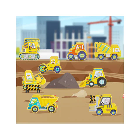 PicassoTiles 8pc Magnet Building Tile Blocks Addon 8 Magnetized Action Figures Construction Vehicle Zoo Animal Theme - PTA21