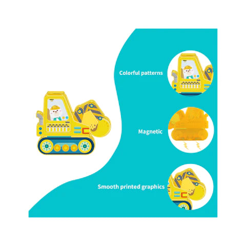 PicassoTiles 8pc Magnet Building Tile Blocks Addon 8 Magnetized Action Figures Construction Vehicle Zoo Animal Theme - PTA21