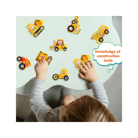 PicassoTiles 8pc Magnet Building Tile Blocks Addon 8 Magnetized Action Figures Construction Vehicle Zoo Animal Theme - PTA21