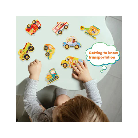 PicassoTiles 8pc Magnet Building Blocks Metro City 8 Vehicle Magnetized Action Figures - PTA24