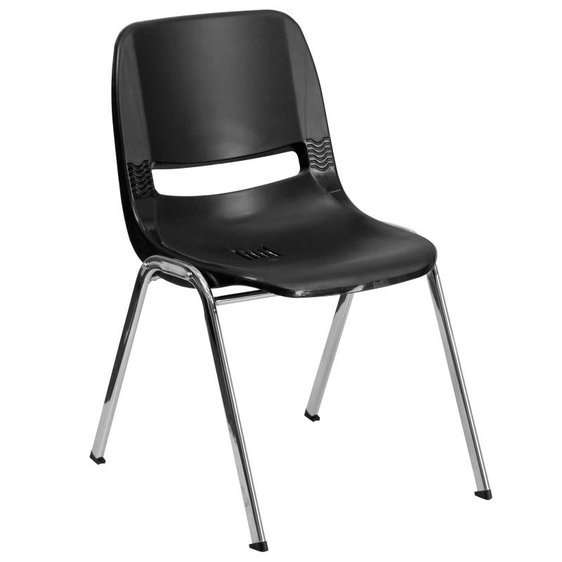 Ergonomic Shell Stack Chair with Chrome Frame and 18'' Seat Height