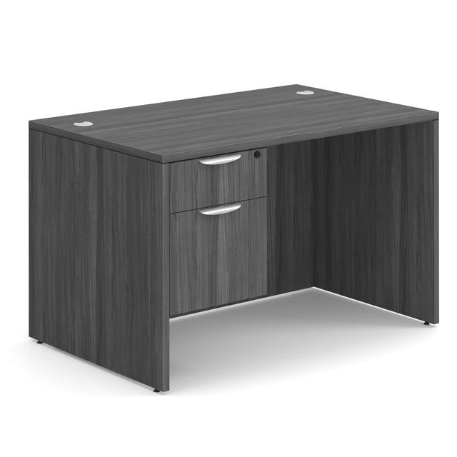 OfficeSource OS Laminate Collection Single 3/4 Pedestal Desk - 48" x 30" - Coastal Gray