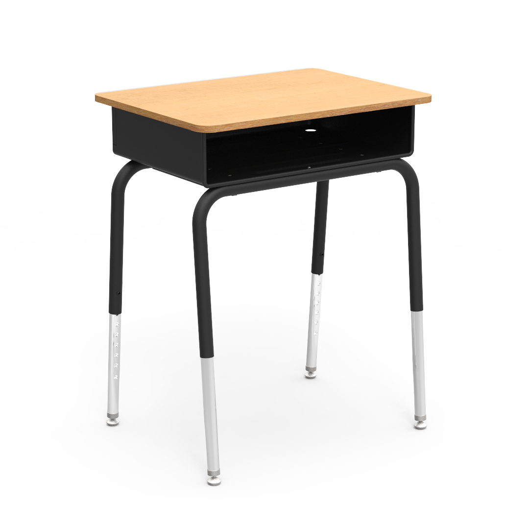 785 Series - Student Desk - Open Front - Metal Book Box - Fusion Maple Top - Black Box/Frame