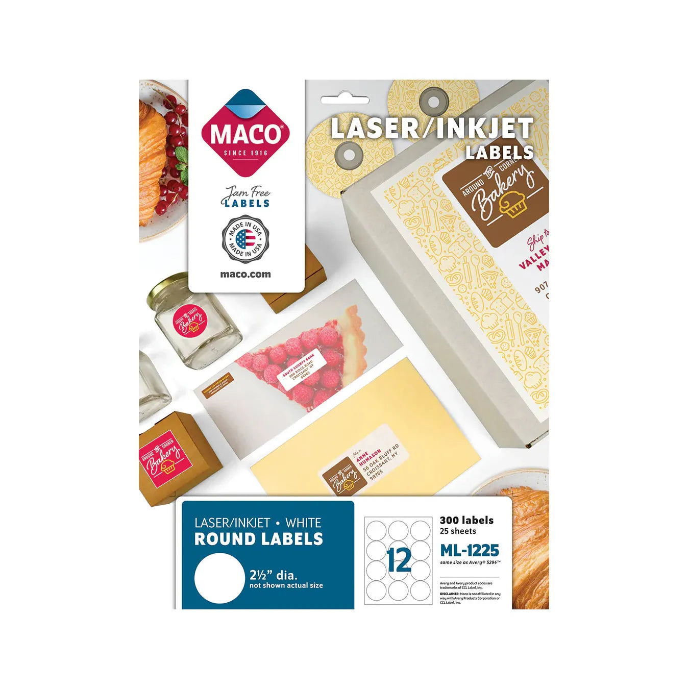 LABEL: Round, 2 1/2" white, 300/pk