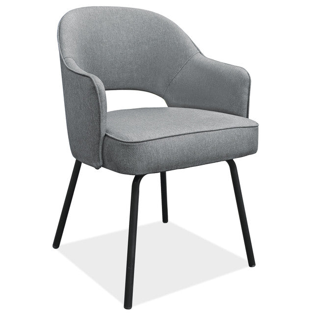 Kinsley Collection Modern Guest Chair with Black Metal Legs - Gray Linen