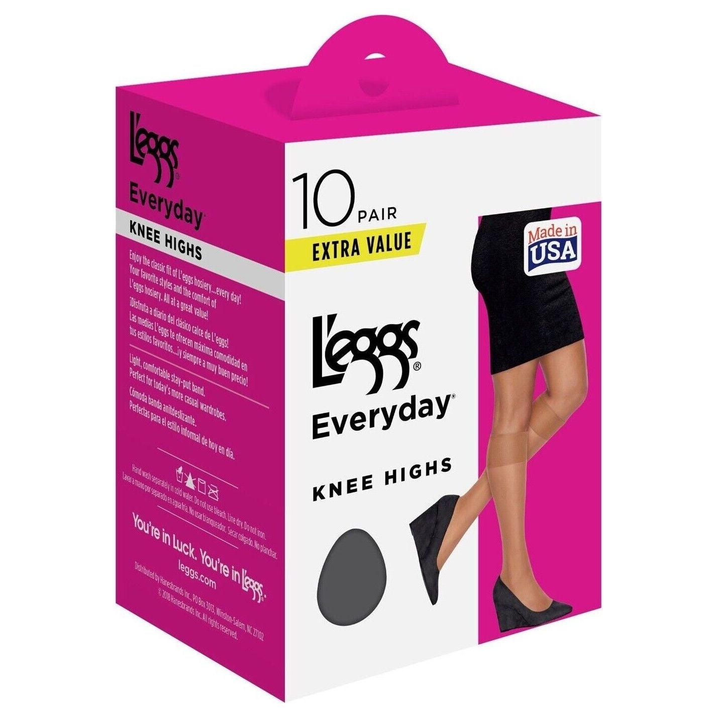 STOCKINGS: Knee high, NUDE, SHEER TOE, PAIR