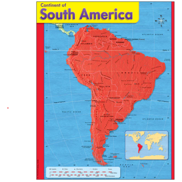 Continent of South America Learning Chart