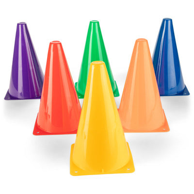 CONES: 2-IN-1, PLASTIC TRAFFIC CONES, 9", ASST