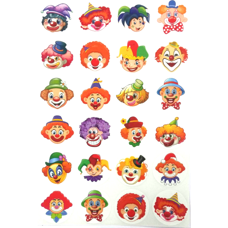 Purim Clown Head Stickers
