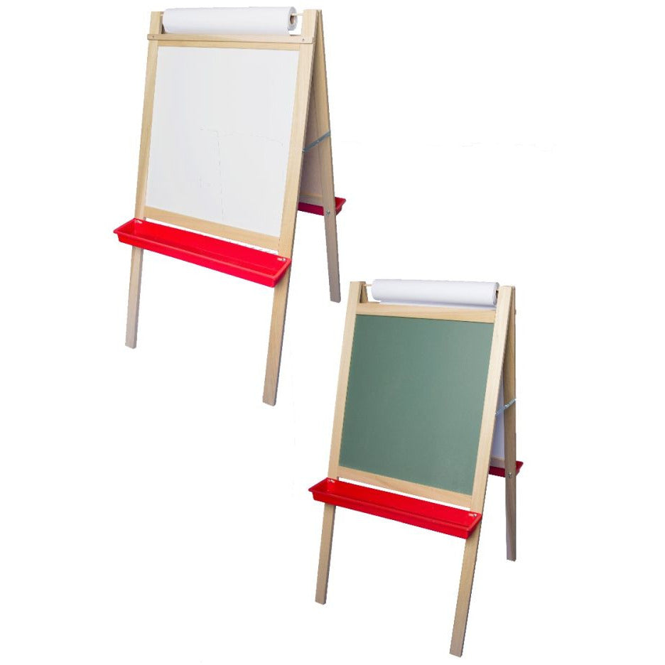 Deluxe Magnetic Paper Roll Easel, White Dry Erase with Black/Green Chalkboard