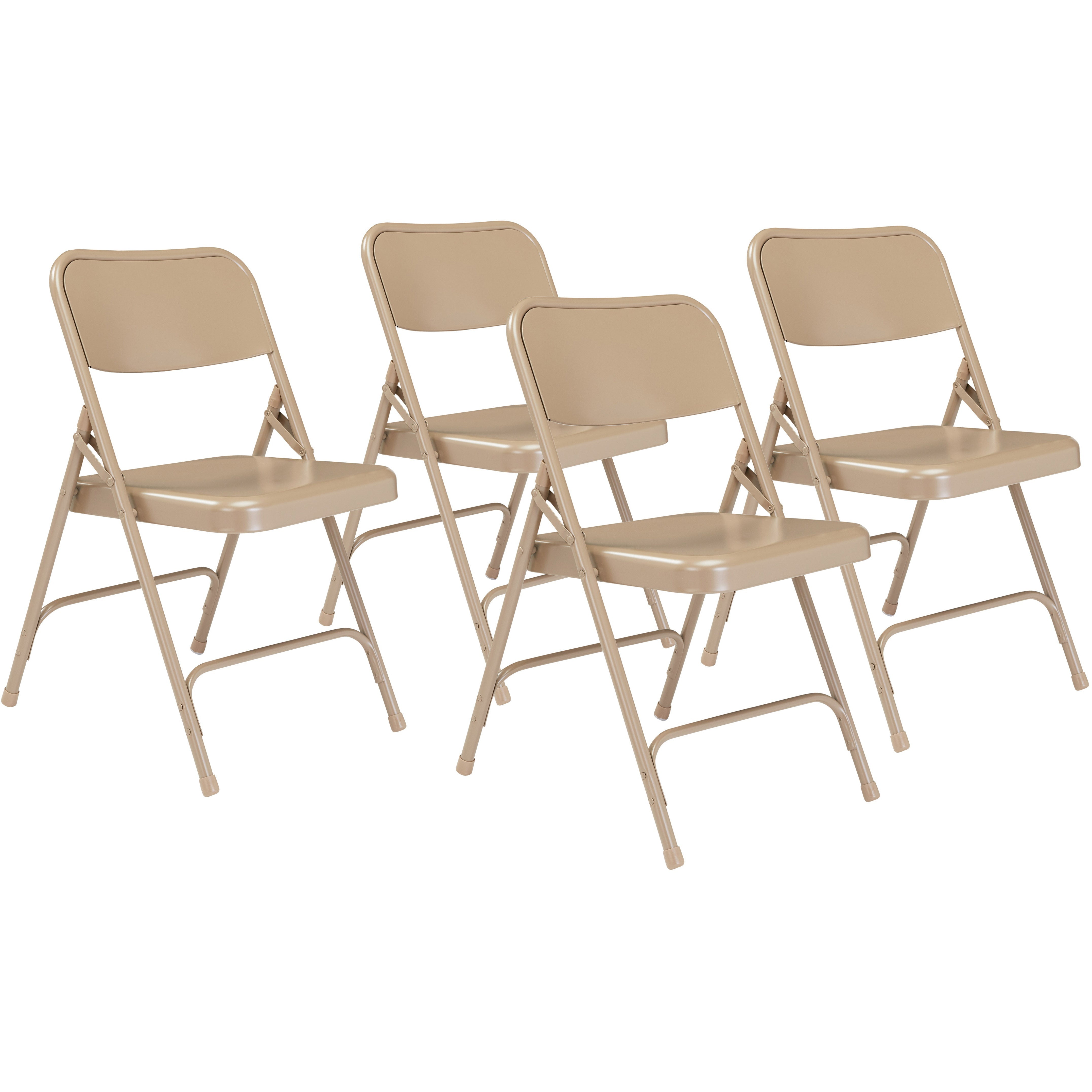 Premium All-Steel Double Hinge Folding Chair, Beige (Pack of 4)