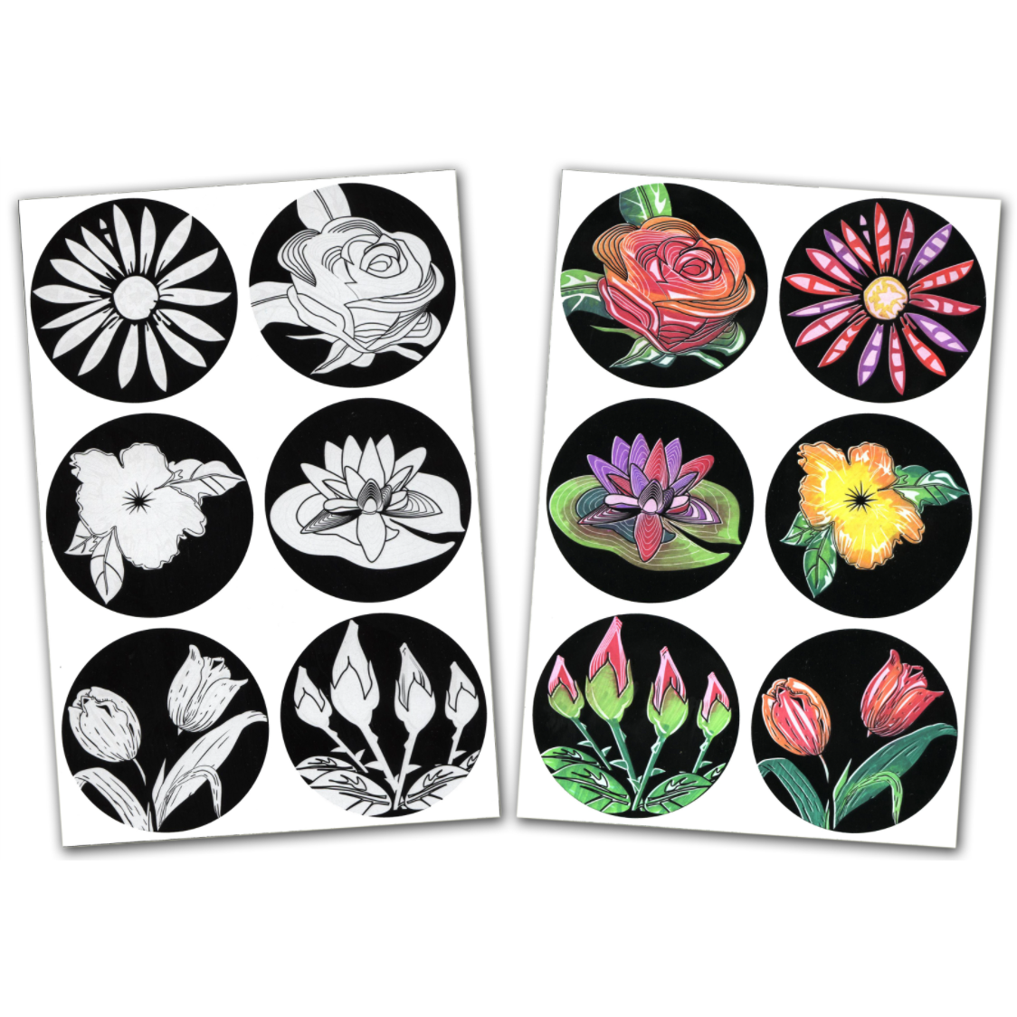 Color-and-Rub Stickers, Flowers