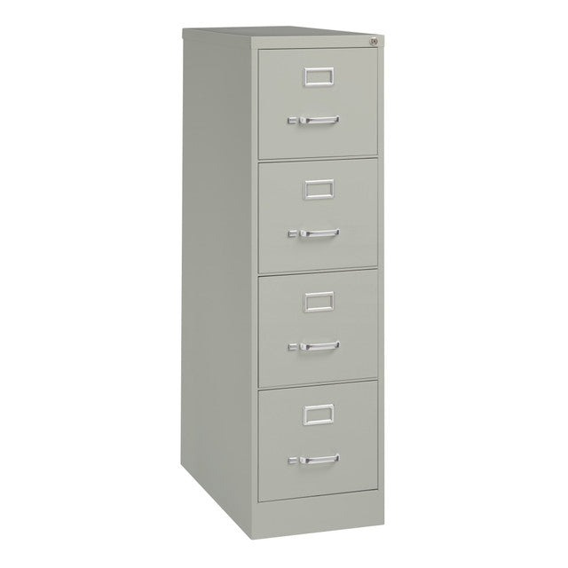 Steel Vertical File Cabinet - 4-Drawer - 25"D - Light Gray
