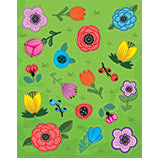 Flower Stickers Green Background