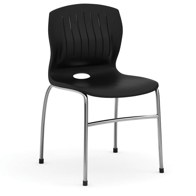 Armless Guest Stack Chair with Chrome Frame - Black