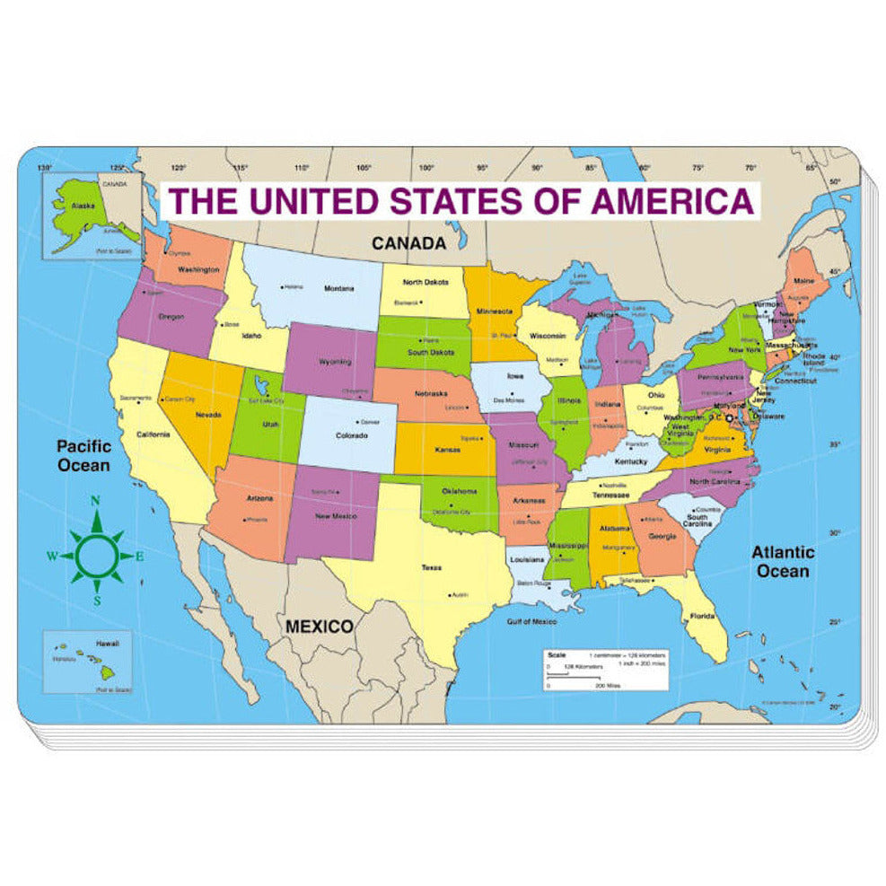 United States Map Labeled Jumbo Pad Chart Grade PK-5