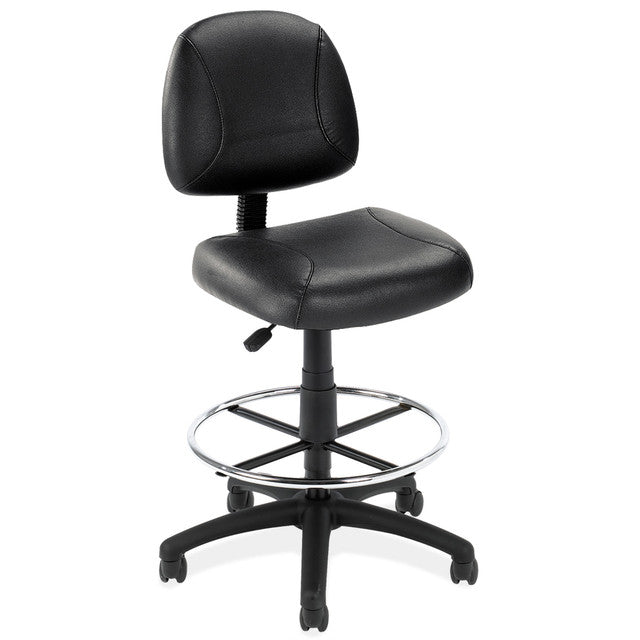Black Leather Armless Deluxe Posture Chair with Black Frame