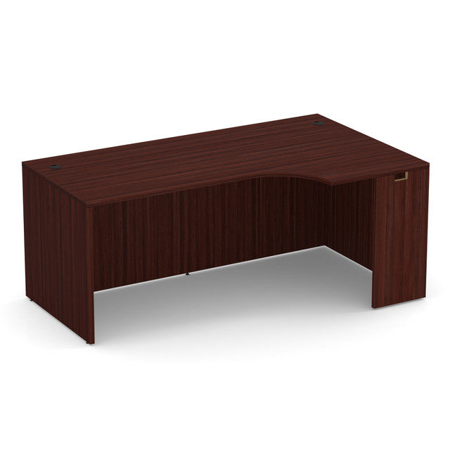 Straight Front Desk with Right Corner Extension - Mahogany