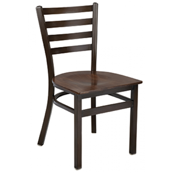 Dante - 513B Chair, Metal Frame - Black Powder Coat, Saddle Seat, Mahogany