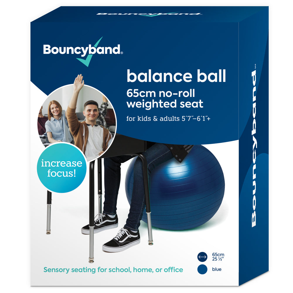 Bouncyband® 65cm Balance Ball No-Roll Weighted Seat-Blue