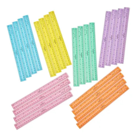 SAFE-T® Rulers 12"/30 cm in 6 Colors, Set of 24